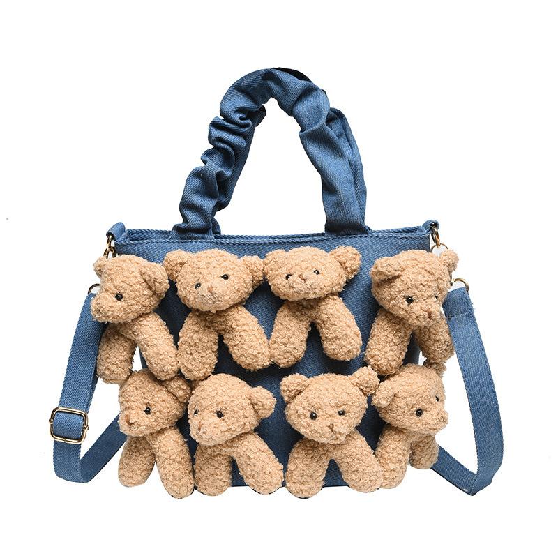 Супер милая мультяшная Лолита Мини Сумка с животными женская сумка через плечо мятая джинсовая манжета кавайная кукла