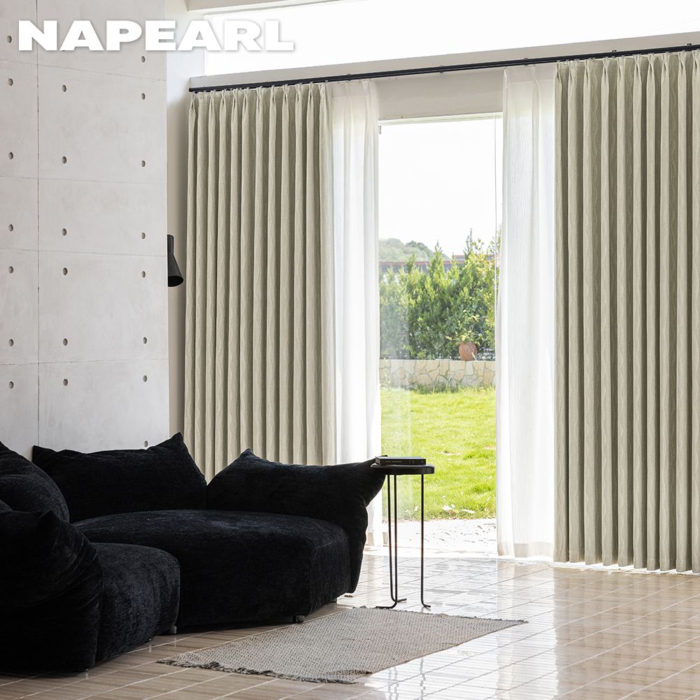 1 Stück NAPEARL Eleganter einfarbiger Verdunkelungsvorhang beidseitiger Chenille-Jacquard dicke Vorhänge für Schlafzimmer Wohnzimmer Balkonfenster für Heimdekoration