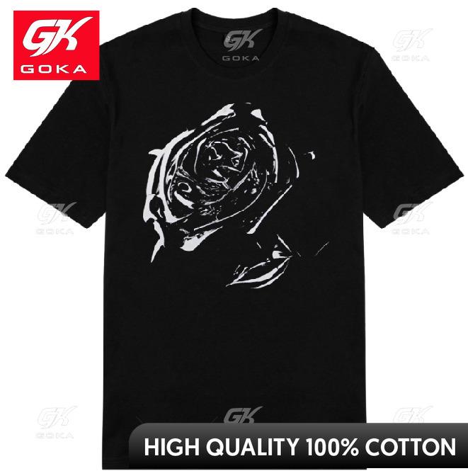 

Gothic Flower Xminimalist Rose Print Womens Kawaii Short Sleeve Pure Cotton Printed Tee Casual Streetwear Abstract Rose Graphic S