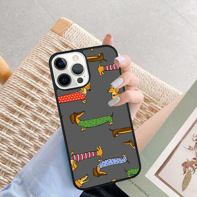 

Cartoon Dachshund Sausage Dog Phone Case For iPhone 17 Air 16 15 14 plus 12 13 Pro max Bumper Shell Cover coque iPhone 14plus