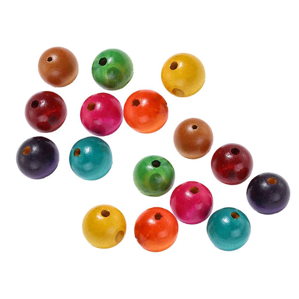600Pcs Colored Wooden Beads 8Mm Round DIY Craft Beads for Jewelry Making Creative Accessories Natural Wood Smooth Finish Kids