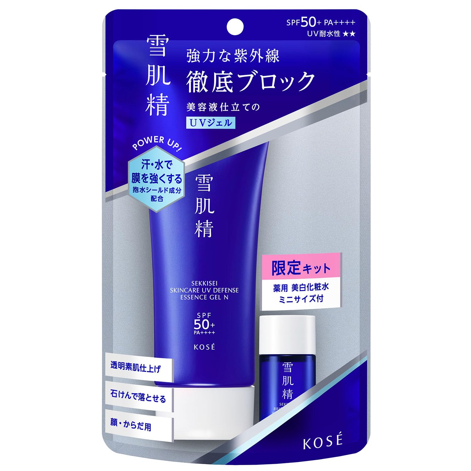 Sekkisei Quasi-Drug Skincare UV Essence Gel Kit N Main Product + Lotion 14mL SPF50+/PA++++ Waterproof Face Body Jobs Tears