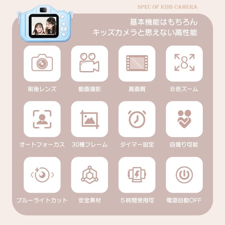 Toy Camera Kids Camera 48MP 32GB Memory Card Included 8x Zoom Charging 1080HD Green Dragon First.B Type-C