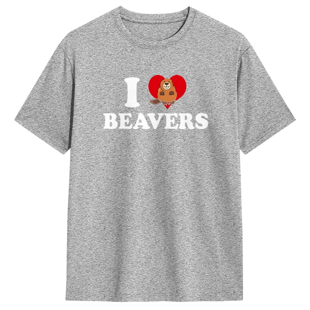 I Love Beavers TShirt Unisex  Vintage T Shirts Summer O Neck Fashion Tee Shirt Hot Sale Oversized Clothes