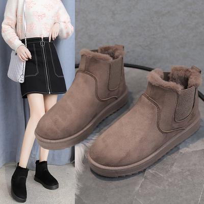 Verdickte und plüschige, übergroße Wintermode und Wärme, kurze Stiefel mit einem Fuß, Baumwollschuhe, Damen-Schneestiefel