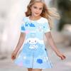 Girls 3D Print Dresses Kids Girl Party Short Sleeve Princess Dress Tank 3D  Likable Cartoon  Print Dress