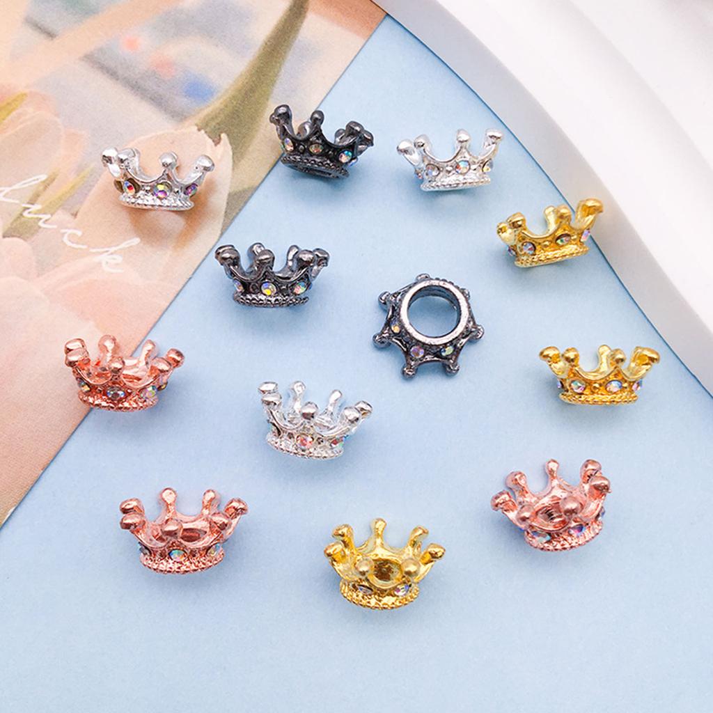 Elegant 6x12mm Crown Shape Beads Jewelry Crafting Supplies Alloy Texture for Necklace Bracelet Chain Accessories
