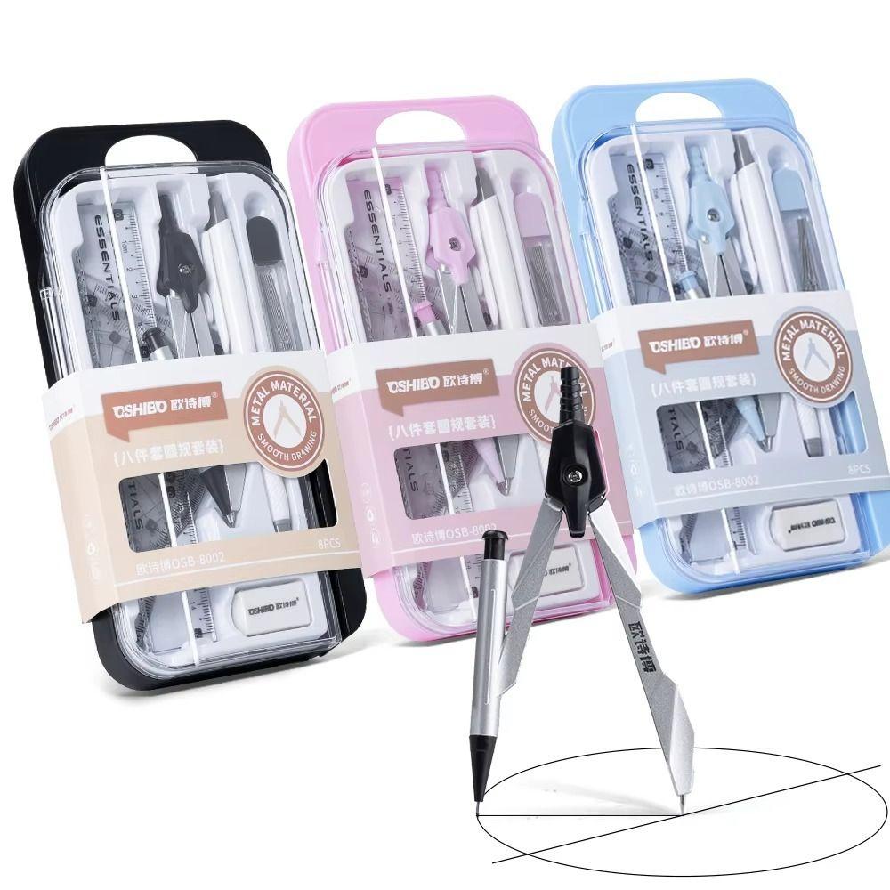9PCS/Set Propelling Pencil Stationery Ruler Set Plastic Protractor Drawing Tool  Students