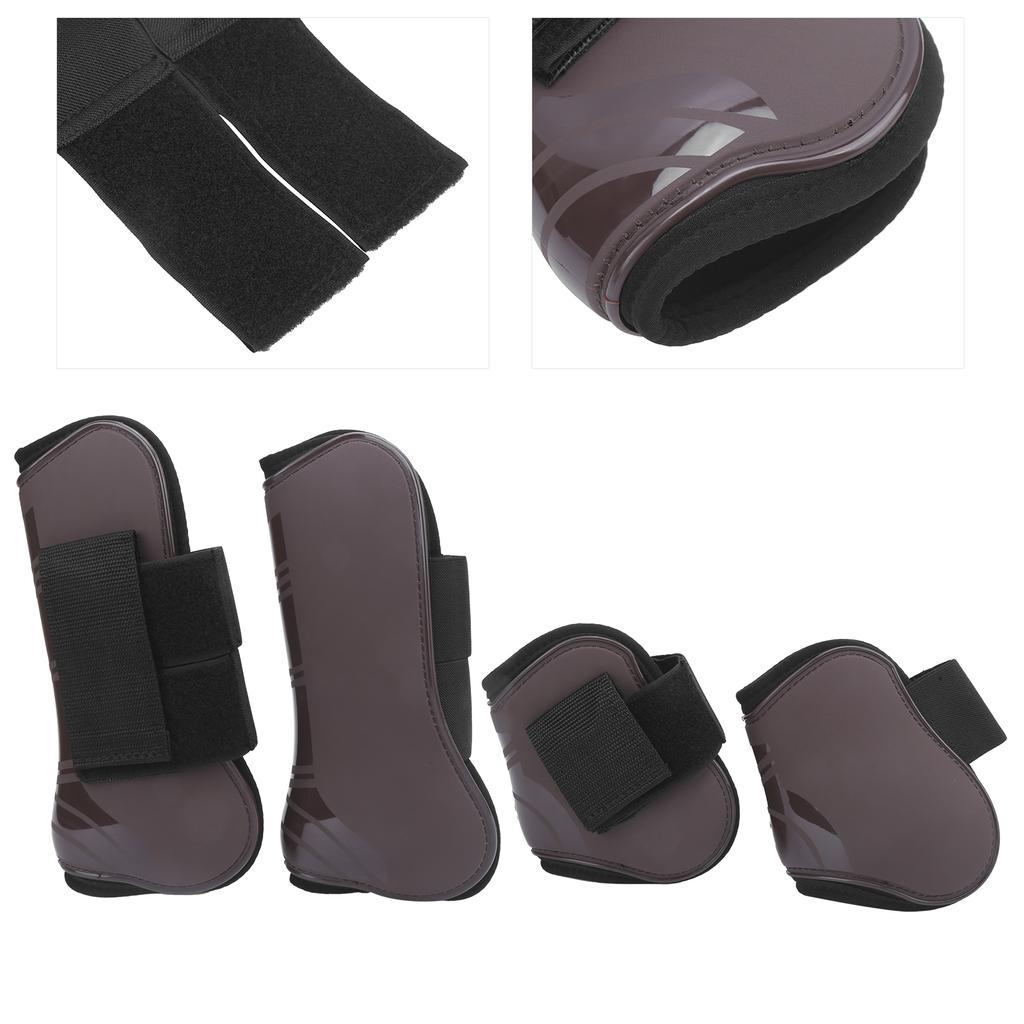1Set Horse Tendon Boots PU Elastic Thickened Adjustable Horse Leg Protector with Nylon Hook