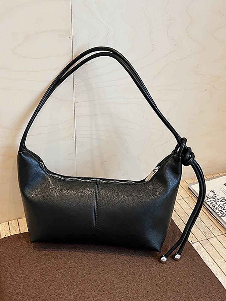 Retro Commuting Square Underarm Bag Women's 2025 New Solid Color PU Leather Shoulder Bags Trendy Casual Large Capacity Handbag