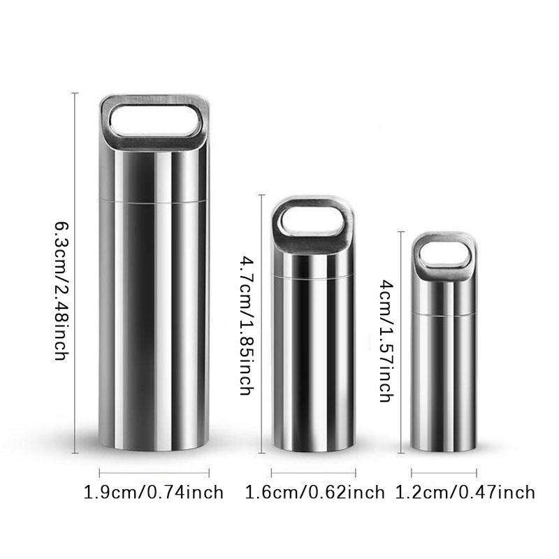 Mini Stainless Steel Sealed Capsule Waterproof Pill Box Camping Firstaid Pendant Travel Outdoor Portable Pill Case Organizer
