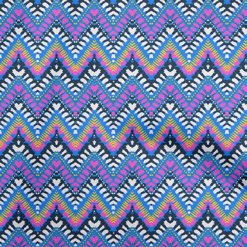 oneOone Cotton Flex Light Blue Fabric Ikat Fabric For Sewing Printed Craft Fabric By The Yard 40 Inch