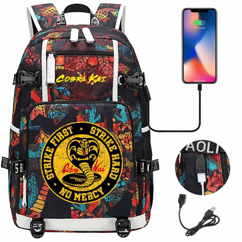 American Drama Cobra Print USB Teen Student Schoolbag Men and Women Leisure Large Capacity Travel Backpack