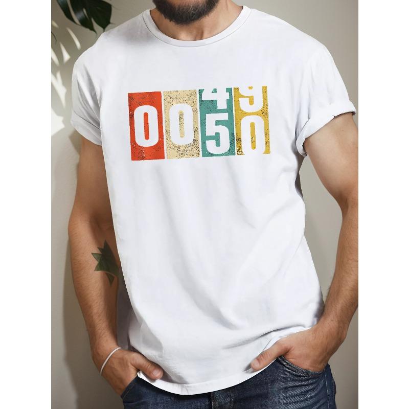 Casual Short Sleeve Men's T-Shirt - Geometric Design, Machine Washable - Perfect for Summer