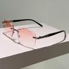 Oversized Rimless Sunglasses Men New Vintage Gradient Outdoor Decor Shades Women Trendy Brand Design Casual Sun Glasses