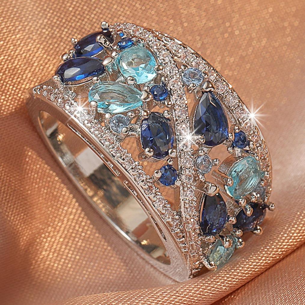 Bohemian Women's Couple's Fashionable and Elegant Glass Zircon Gift Ring
