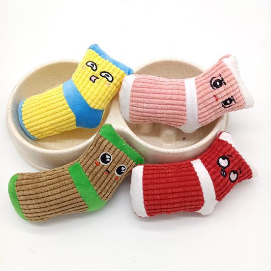 Yousheng Dog Chew Toy Bite-Resistant Multi-purpose Soft Fabric Socks Shape Puppy Squeaky Noise Sound Toy for Training