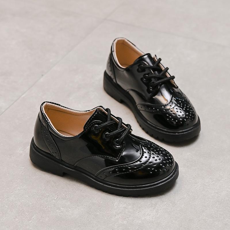 

Мальчиковые черные кожаные туфли с мягкой подошвой для школы и выступлений Size 32 / 19.7cm