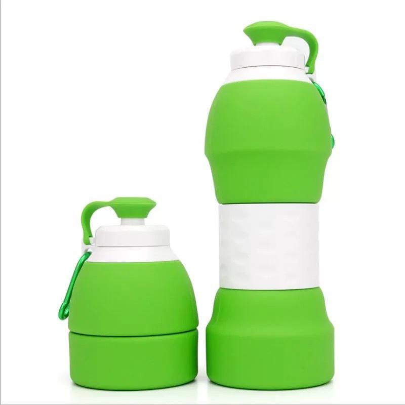 

Уличная портативная регулируемая чашка, креативная подарочная чашка с кнопкой для восхождения, карабин, силиконовые складные чашки 580ml1PCS зелёный