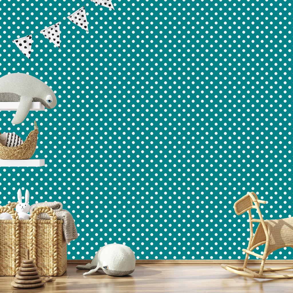 Dots Wallpaper, Turquoise Top, Turquoise Bottom for Living Room and Bedroom 50x1000