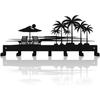Bench Key Holder for Wall,Setting Sun and Coconut Trees Key Hooks Wall Mount Whith 7 Hooks,Tropical Style Key Hanger Wall Decor for Front