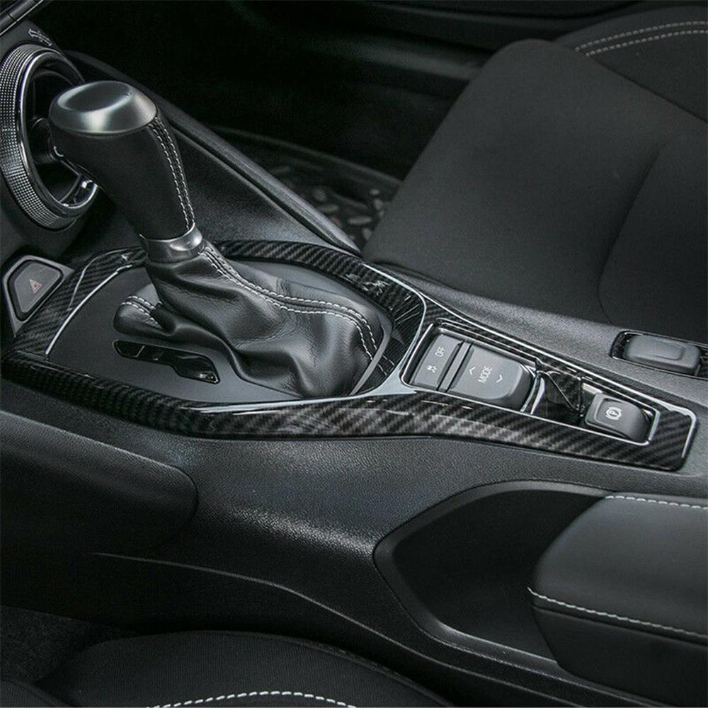 Carbon Fiber Look Gear Shift Box Knob Panel Cover Trim For 2017-23 Chevy Camaro