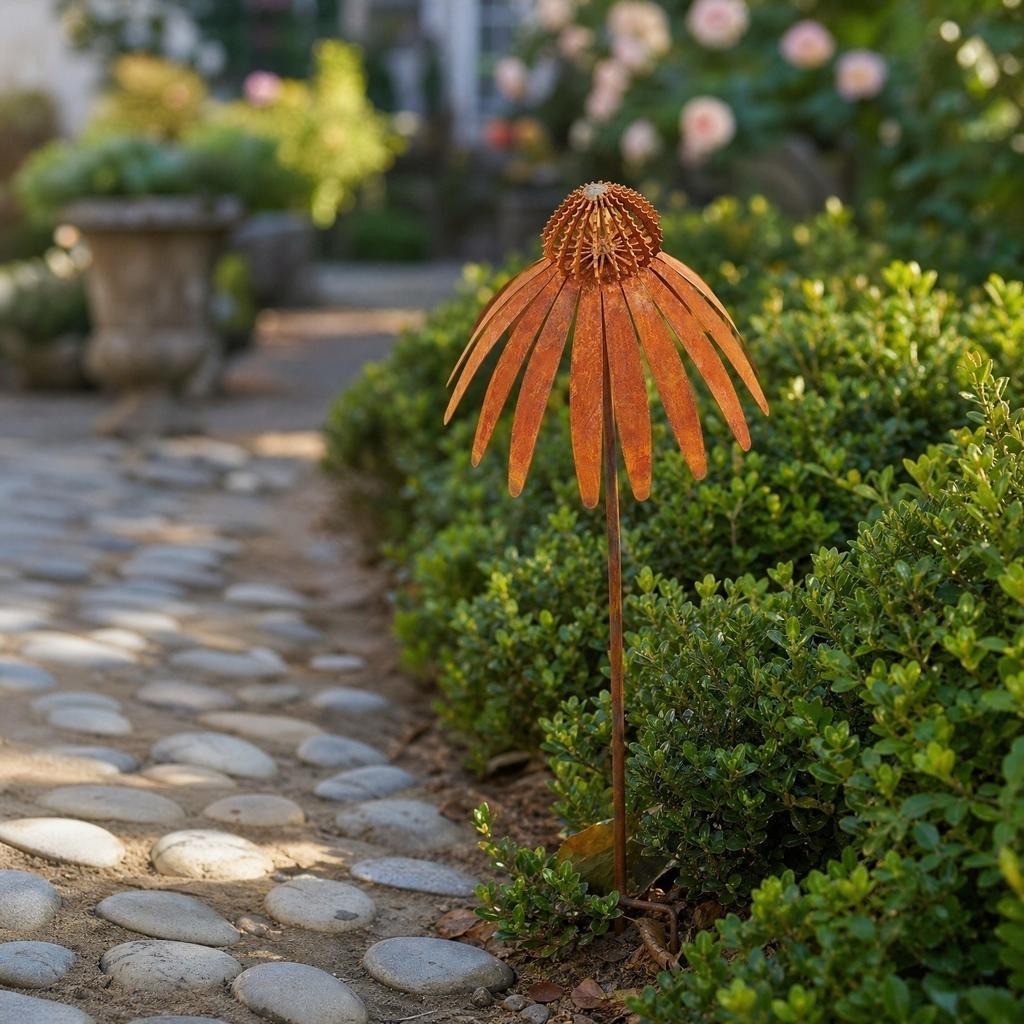 Purple Coneflower Garden Decorative Stake, Ground Insert for Outdoor Garden Yard Patio and Decor
