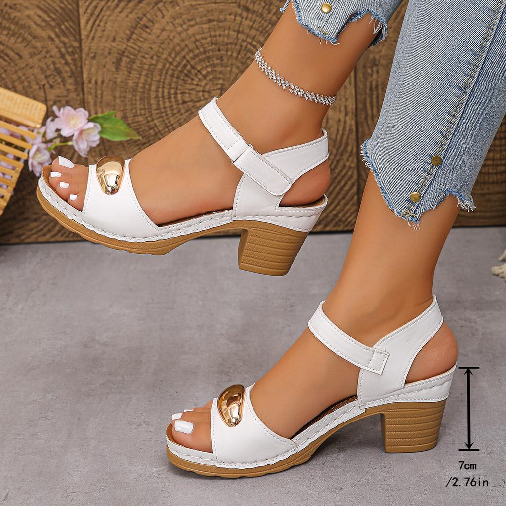 Thick-heeled Sandals Women Wear The New 2025 Summer Thick-heeled Plus-size High-heeled Sandals for Women