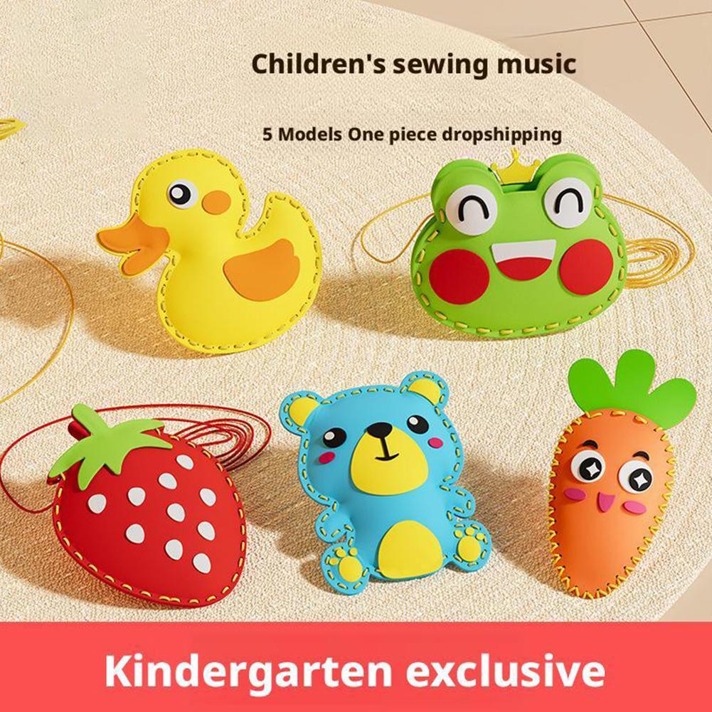 Children's DIY Sewing Toy Kits Cute Animal Fruit Rope Pendant Ability Doll Threading Gifts For Z3K8