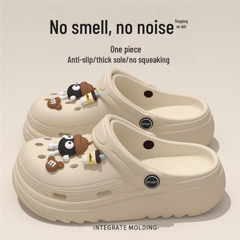 

Женские мультяшные универсальные нескользящие туфли с отверстиями - Толстая подошва, без запаха, тихие, верхняя одежда угольный шарик 38-39 fits size 37-38