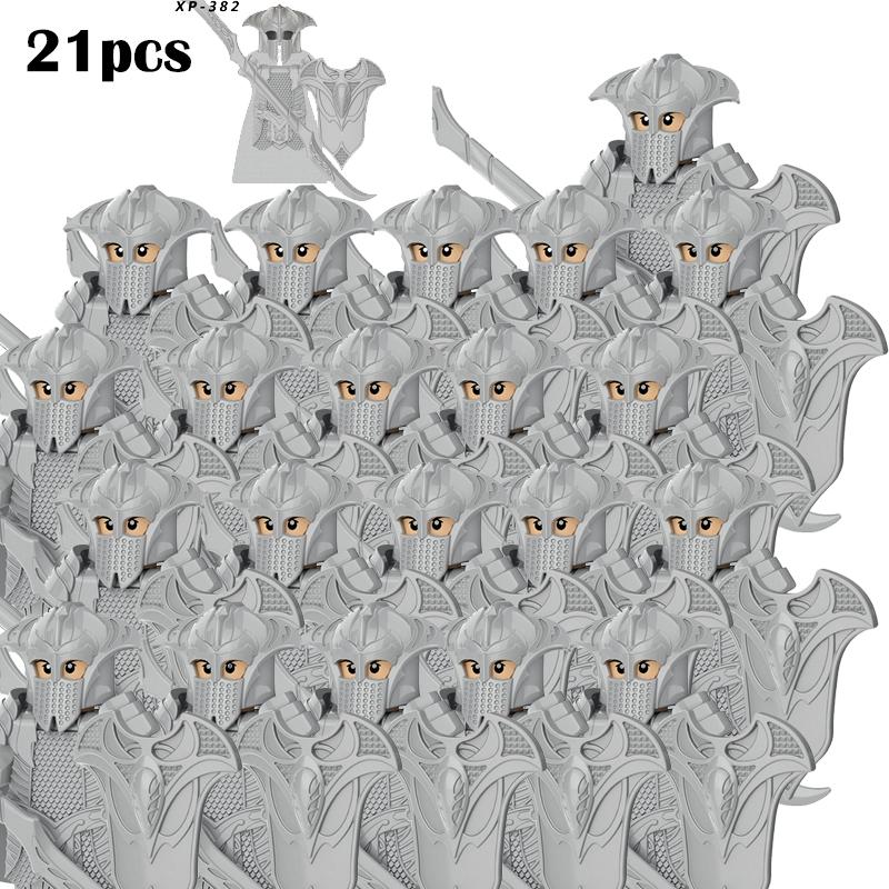 New 8pcs/lot MOC Uruk-hai Orc Army Group Orcus Figures Model Building Blocks LOTR Bricks Medieval Toys for Children gifts