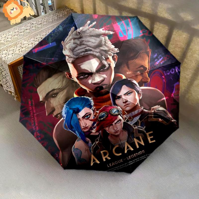 Vibrant Cyberpunk Warrior Folding Umbrella Travel Suitable for All Seasons Gift Umbrella Three Folds