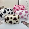 Cute Sweet Heart Pattern Plush Pencil Case Girly Women Large Capacity Cosmetic Bag Travel Portable Storage Bags Organizer Gifts