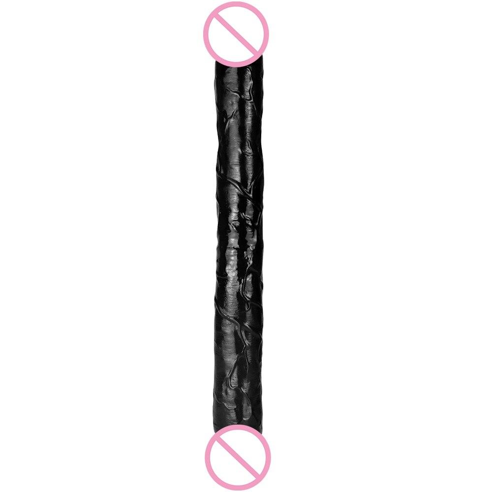 45.5cm Double Dildo Big Adult Sex Toy Strapon Penis for  Anal Plug Huge Black Dick Fisting Men's Penis Silicone Realistic
