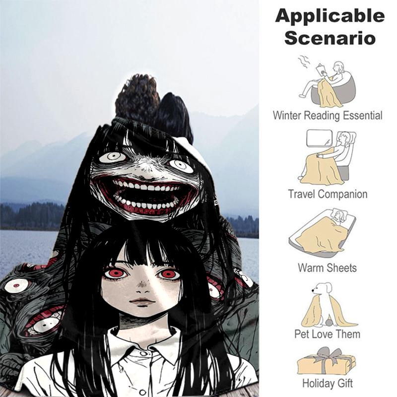 1pc Blanket Thriller Manga Junji Ito Tomie0 Print Design, Lightweight Blanket for Sofa, Bed- Soft &Warm, Gift for All Seasons like Christmas, Hallowee