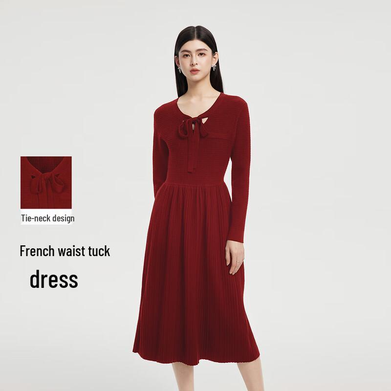 

FivePlus Women s Elegant V-Neck Long-Sleeve Midi Dress L