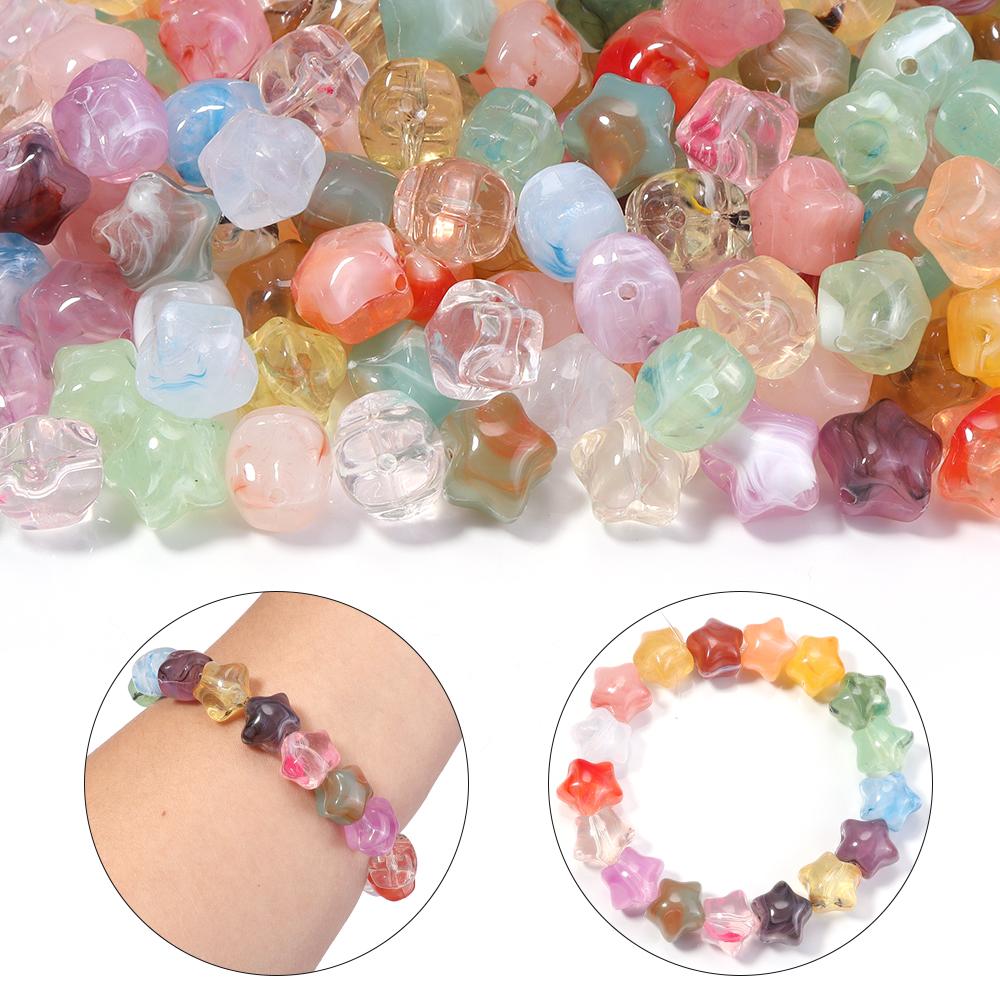 30pcs Acrylic Star Beads Colorful Chubby Five-pointed Star Loose Beads For Jewelry Making DIY Bracelets Earrings Accessories