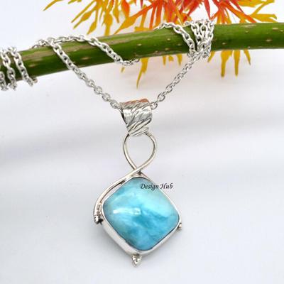 Larimar Necklace 925 Sterling Silver Gemstones Necklace Pendant Necklace Pendant Silver Jewelry Gift for Women