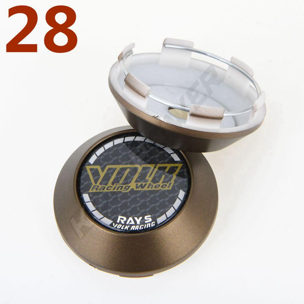 4PCS OD 68MM / ID 62MM Sport Rim Cap RAYS VOLK Racing Logo Sticker Wheel Cover Cap Wheel Center Hub Caps Silver & Black & Bronze