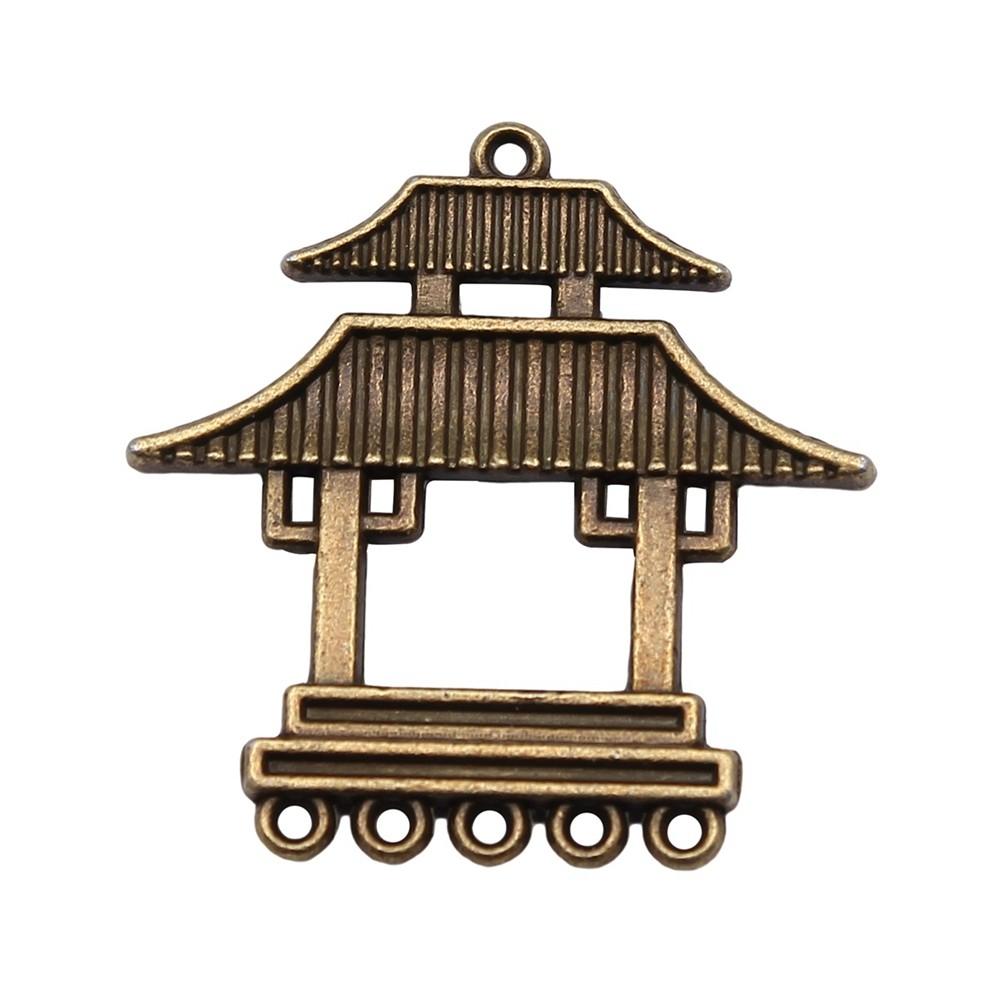 Chinese Pavilion Charm Connectors Character Animal Ethnic Style Findings For DIY Jewelry