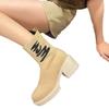 Large size thick-heeled socks shoes autumn new casual mid-top shoes thick-soled versatile short tube elastic thin boots