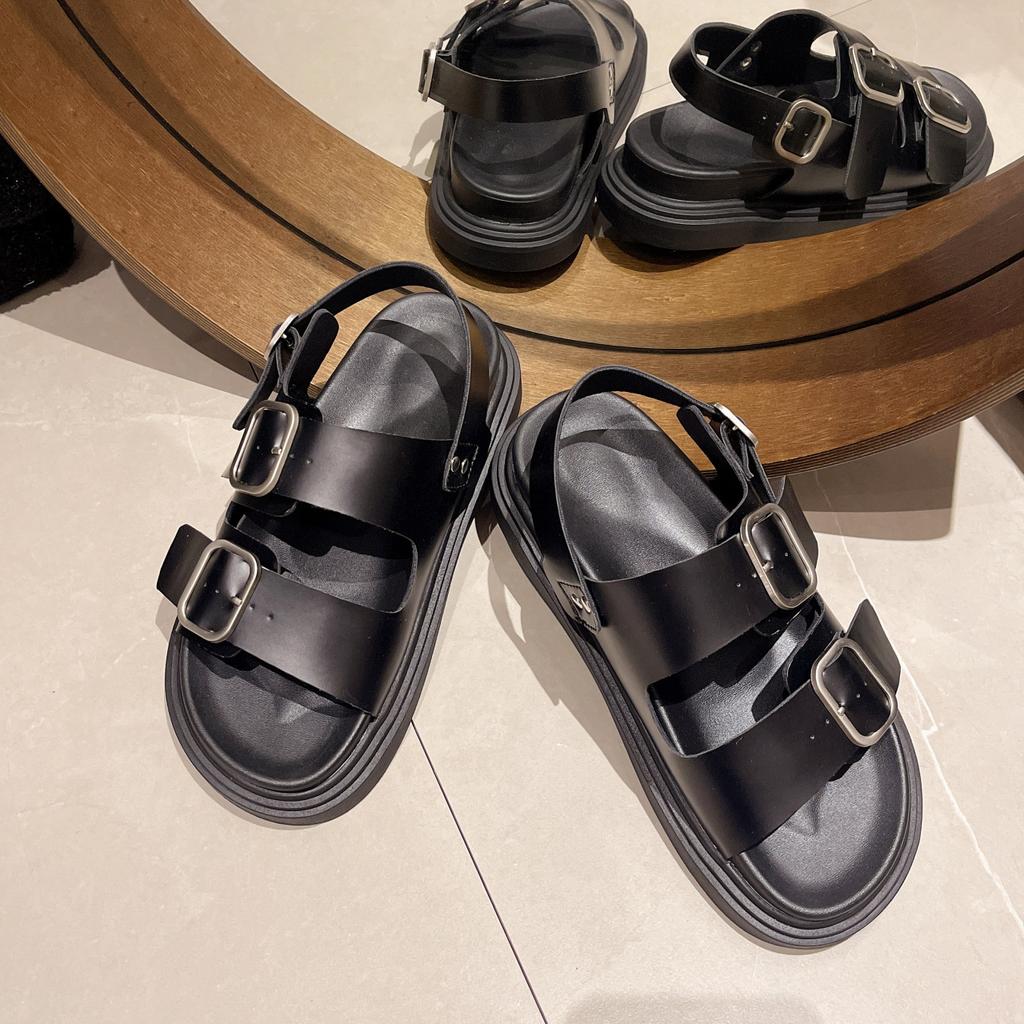 Plateausandalen mit dicker Sohle für Damen Sommer 2024 neue Mode Gürtelschnalle Muffin-Sohle rutschfest Strandschuhe Damen