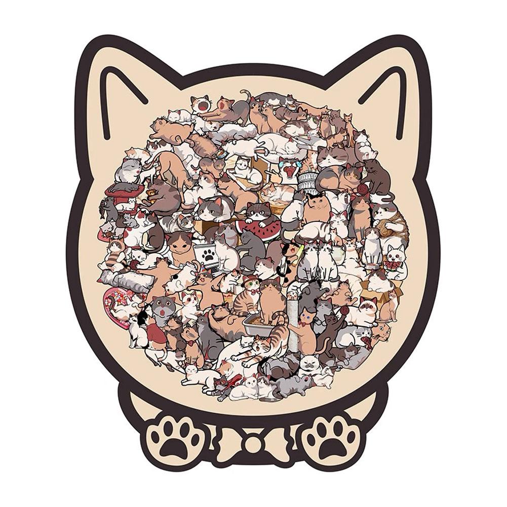 Unique Wooden Cat Jigsaw Puzzle for Adults, Challenging Animal Puzzle with Cute Cat Shapes, Perfect Gift for Cat Lovers & Home