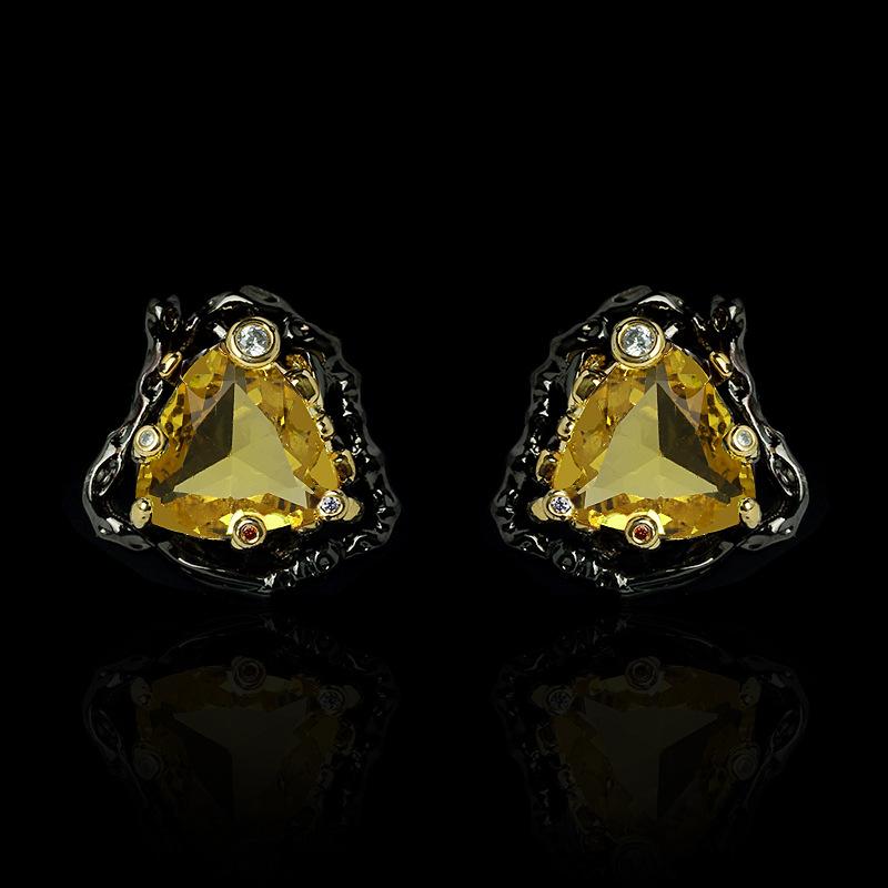 

Fashionable Black Gold plated Micro embedded Zircon Earrings