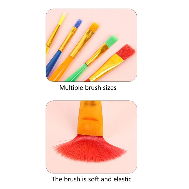 7Pcs Kids Paintbrush Palettes Smearing Tool Set, Toddler Watercolor Paint Brush and Flat Tip Craft Paint Brushes