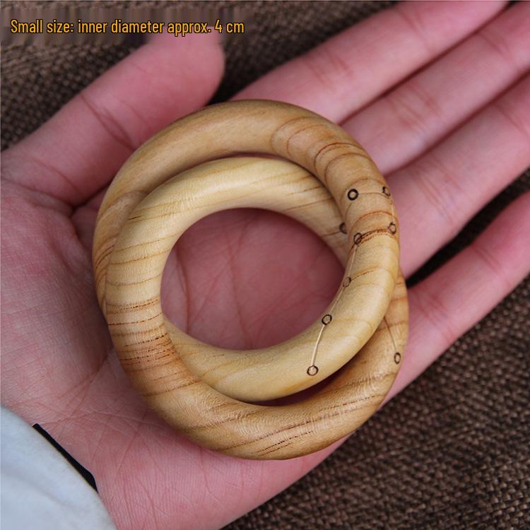 

Peach Wood Yin Yang Qiankun Ring: Solid Wood Carved Bracelet