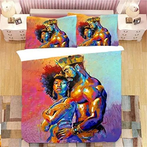 African American Black Duvet Set Three-Piece Soft Bedding Set With Pillowcase