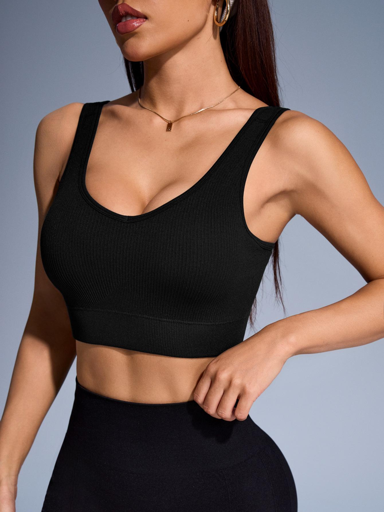 

Бесшовный спортивный бюстгальтер без косточек с высокой степенью поддержки, с вырезом на спине и боковой поддержкой M