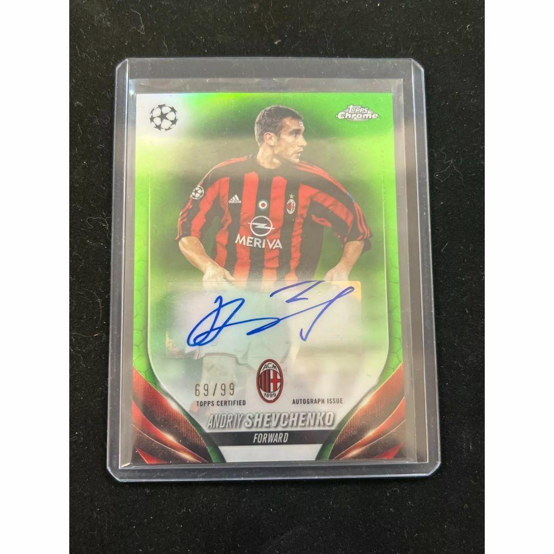 Used [Limited to 99 Shevchenko Autographs] 2024 Topps Chrome UEFA UCC Green 69/99 Andriy Shevchenko AC Milan Auto green Autograph