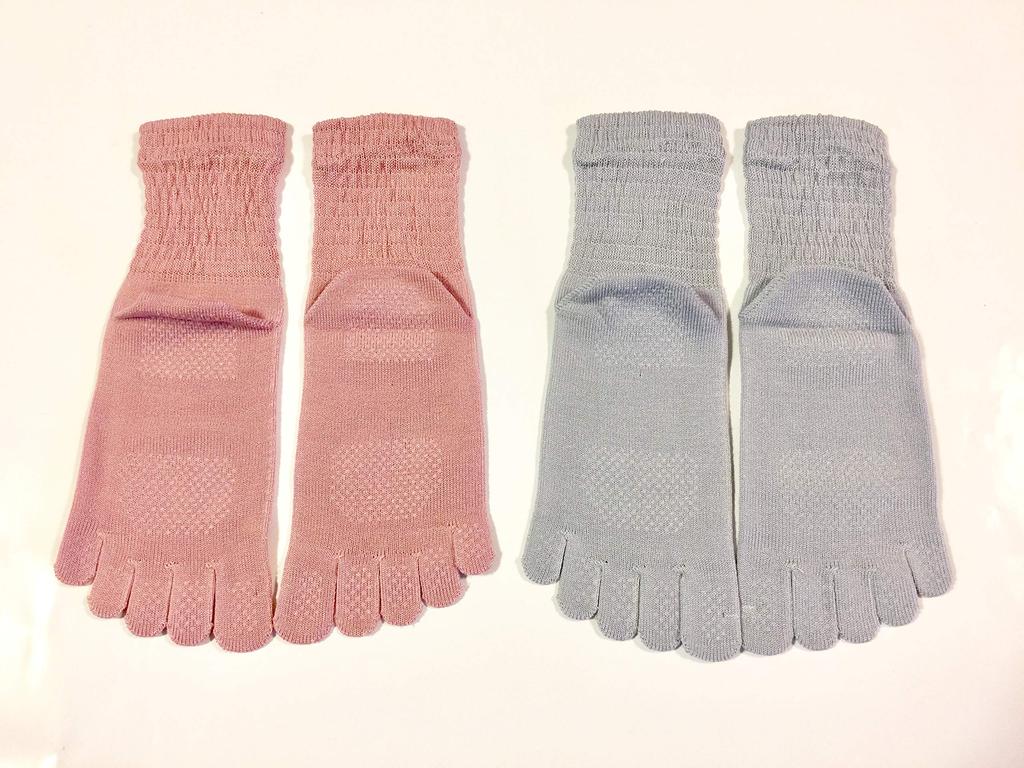 EM Wear Japan Socks with Made in Sizes Value Pack of 2 and Women's Five-Toe Non-Slip Finish, Japan, 22-25cm, Comfortable, (Pink Gray)